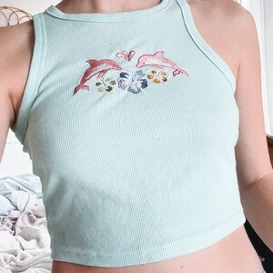 Dolphin ribbed tank top Y2K style